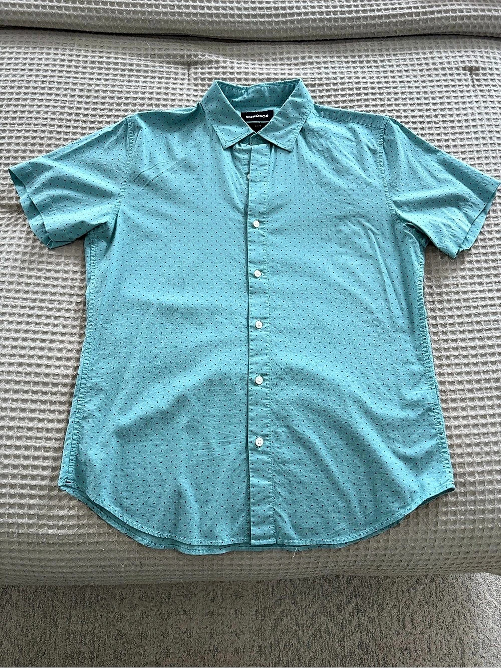 Bonobos Riviera Short Sleeve Shirt Polka Dot Teal Small